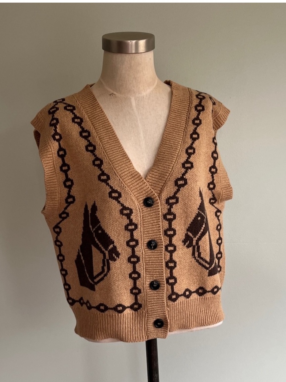 Anthology MOON RIVER JACQUARD V-NECK CARDIGAN SWEATER VEST - Picture 4 of 7